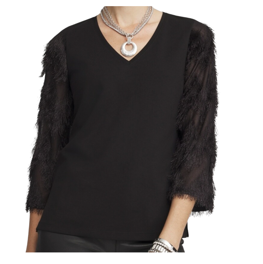 Fringe Sleeve Ponte Top